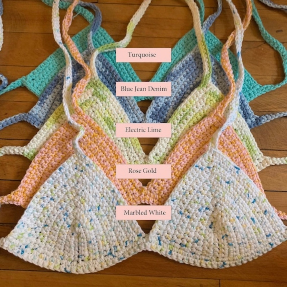 HANDMADE CROCHET BIKINI TOP MULTIPLE SIZES AND COLORS
